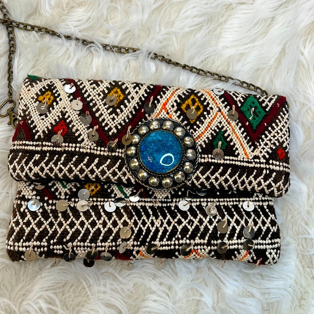 Multi color handmade Moroccan clutch